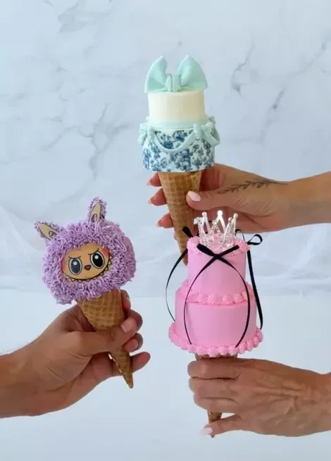 Colorful cone cakes